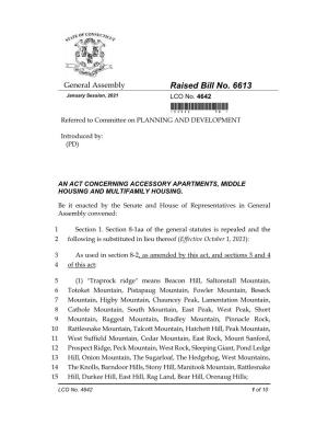 Raised Bill No. 6613 January Session, 2021 LCO No