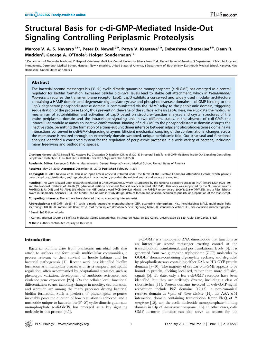 Structural Basis for C-Di-GMP-Mediated Inside-Out Signaling Controlling Periplasmic Proteolysis