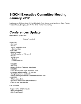 SIGCHI Executive Committee Meeting Notes 2012/01