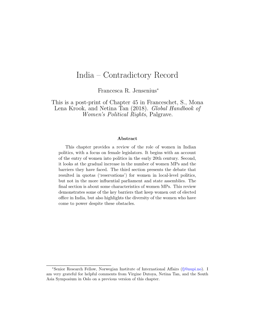 India – Contradictory Record