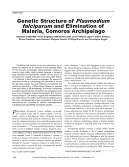 Genetic Structure of Plasmodium Falciparum and Elimination Of