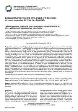 OVARIAN ULTRASTRUCTURE and DEVELOPMENT of the BLOW FLY, Chrysomya Megacephala (DIPTERA: CALLIPHORIDAE)