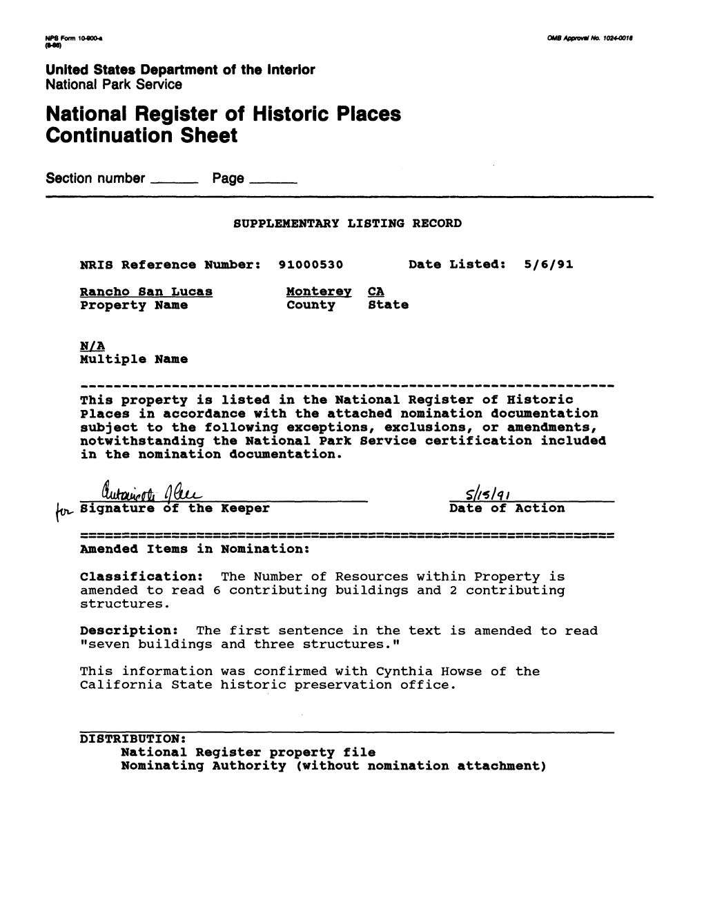 National Register of Historic Places Continuation Sheet