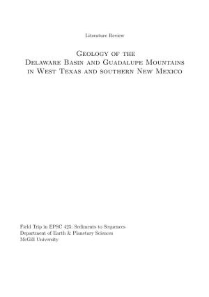 Geology of the Delaware Basin and Guadalupe Mountains in West Texas and Southern New Mexico