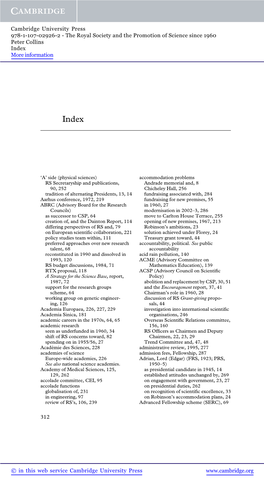 The Royal Society and the Promotion of Science Since 1960 Peter Collins Index More Information