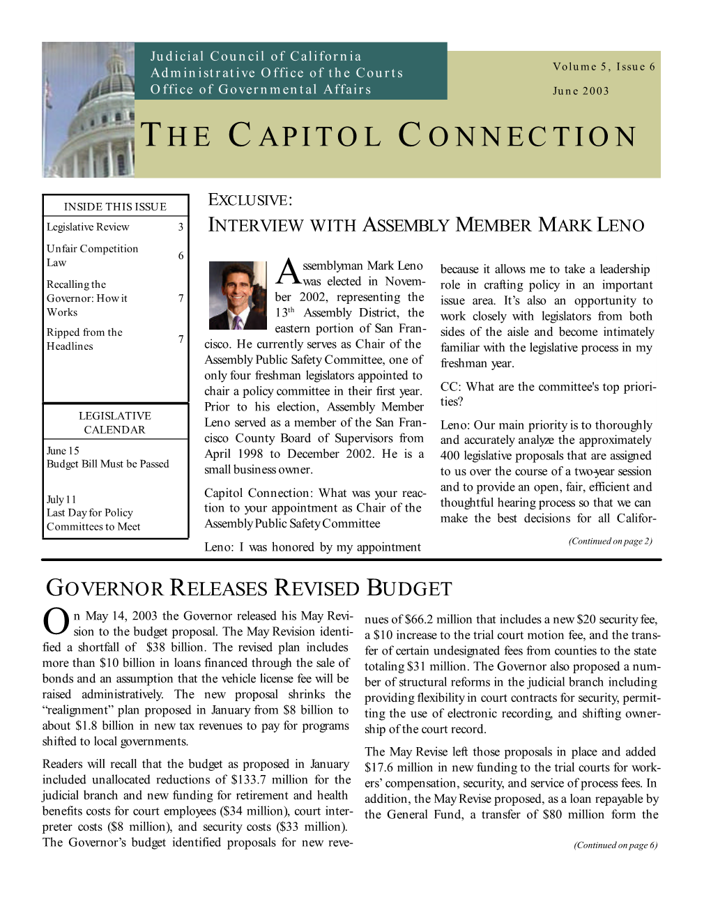 The Capitol Connection Page 2 a SSEMBLY MEMBER LENO