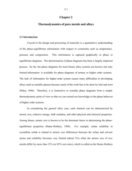 Chapter 2 Thermodynamics of Pure Metals and Alloys