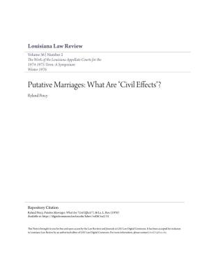 Putative Marriages: What Are "Civil Effects"? Ryland Percy