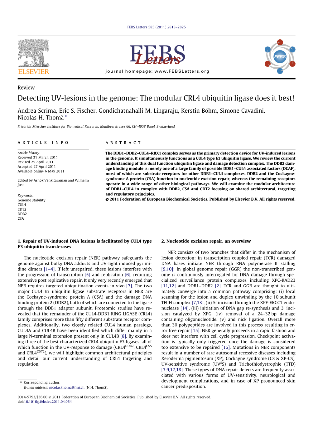 Detecting UV-Lesions in the Genome: the Modular CRL4 Ubiquitin Ligase Does It Best!