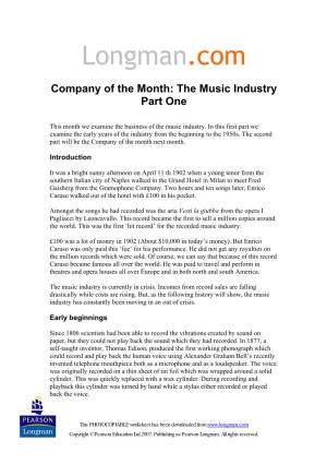Music Industry Part One