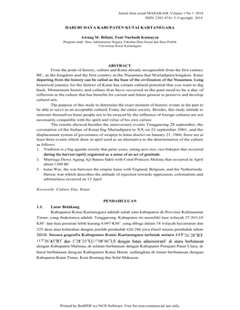HARI BUDAYA KABUPATEN KUTAI KARTANEGARA Awang M. Rifani