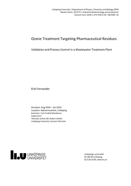 Ozone Treatment Targeting Pharmaceutical Residues