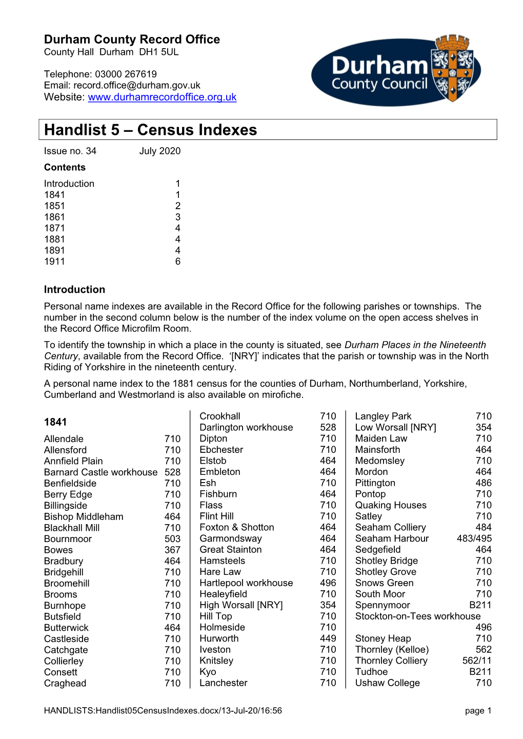 Census Indexes Issue No