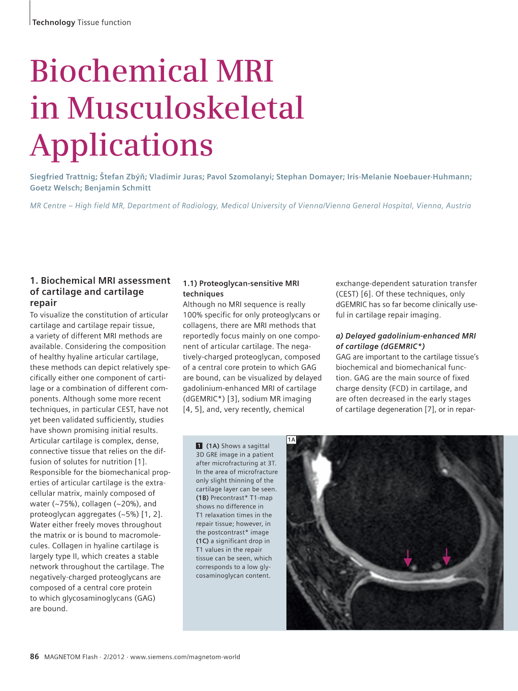 Biochemical MRI in Musculoskeletal Applications