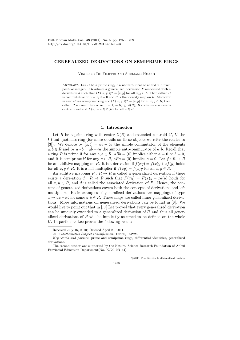 Generalized Derivations on Semiprime Rings