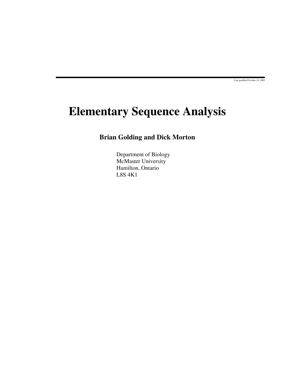 Elementary Sequence Analysis