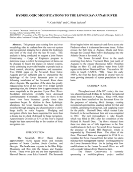 Hydrologic Modifications to the Lower Savannah River