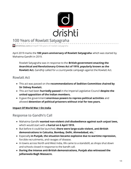 100 Years of Rowlatt Satyagraha