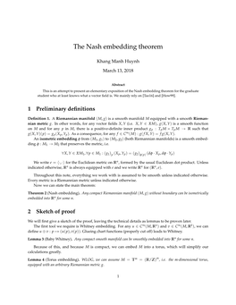 The Nash Embedding Theorem