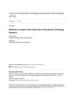 Methods to Analyze Likert-Type Data in Educational Technology Research