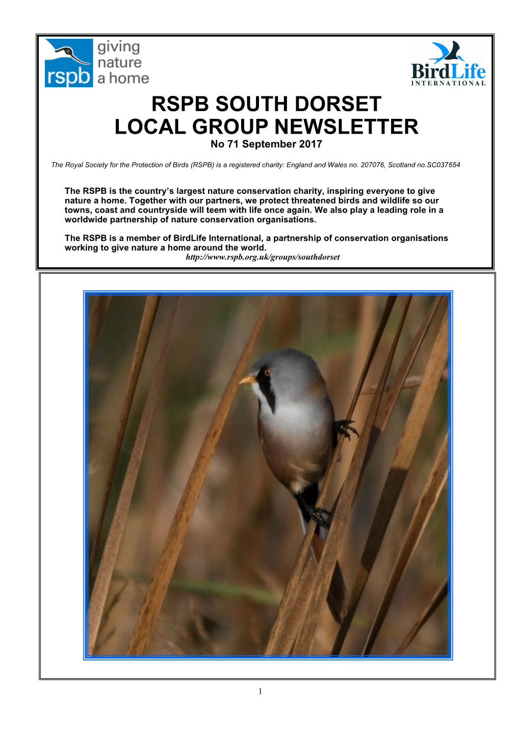 RSPB SOUTH DORSET LOCAL GROUP NEWSLETTER No 71 September 2017