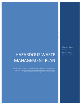 Hazardous Waste Management Plan