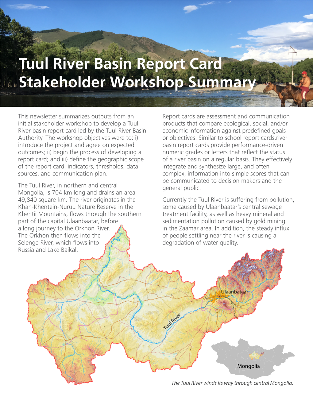 Tuul River Basin Report Card Stakeholder Workshop Summary
