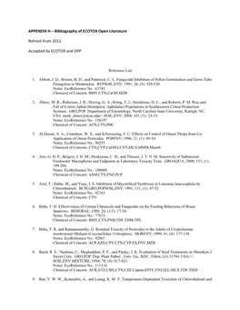 APPENDIX H – Bibliography of ECOTOX Open Literature