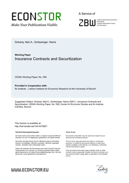 Securitization and Insurance Contracts