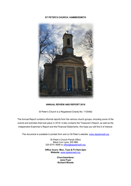 St Peter's Church, Hammersmith Annual Review