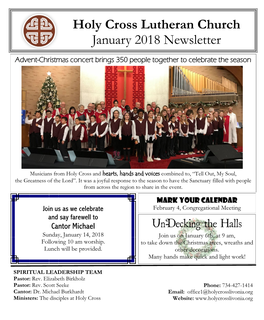 Holy Cross Lutheran Church January 2018 Newsletter
