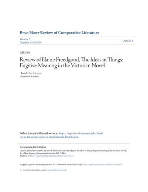 Review of Elaine Freedgood, the Ideas in Things: Fugitive Meaning