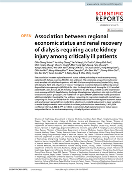 Association Between Regional Economic Status and Renal Recovery of Dialysis-Requiring Acute Kidney Injury Among Critically Ill Patients