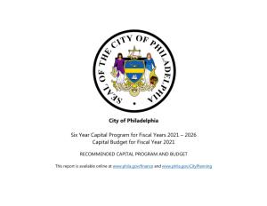 2026 Capital Budget for Fiscal Year 2021
