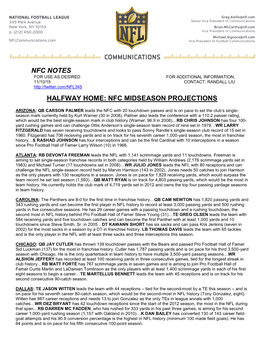 Nfc Notes for Use As Desired for Additional Information, 11/10/15 Contact: Randall Liu