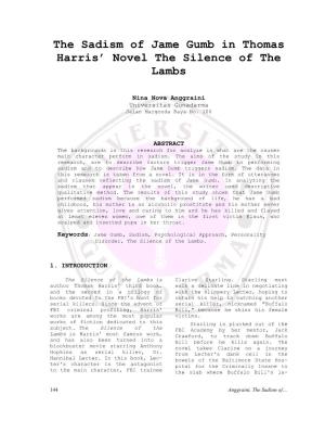 The Sadism of Jame Gumb in Thomas Harris' Novel the Silence of the Lambs