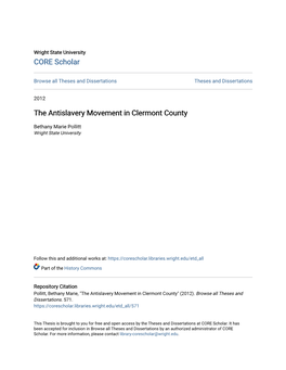 The Antislavery Movement in Clermont County