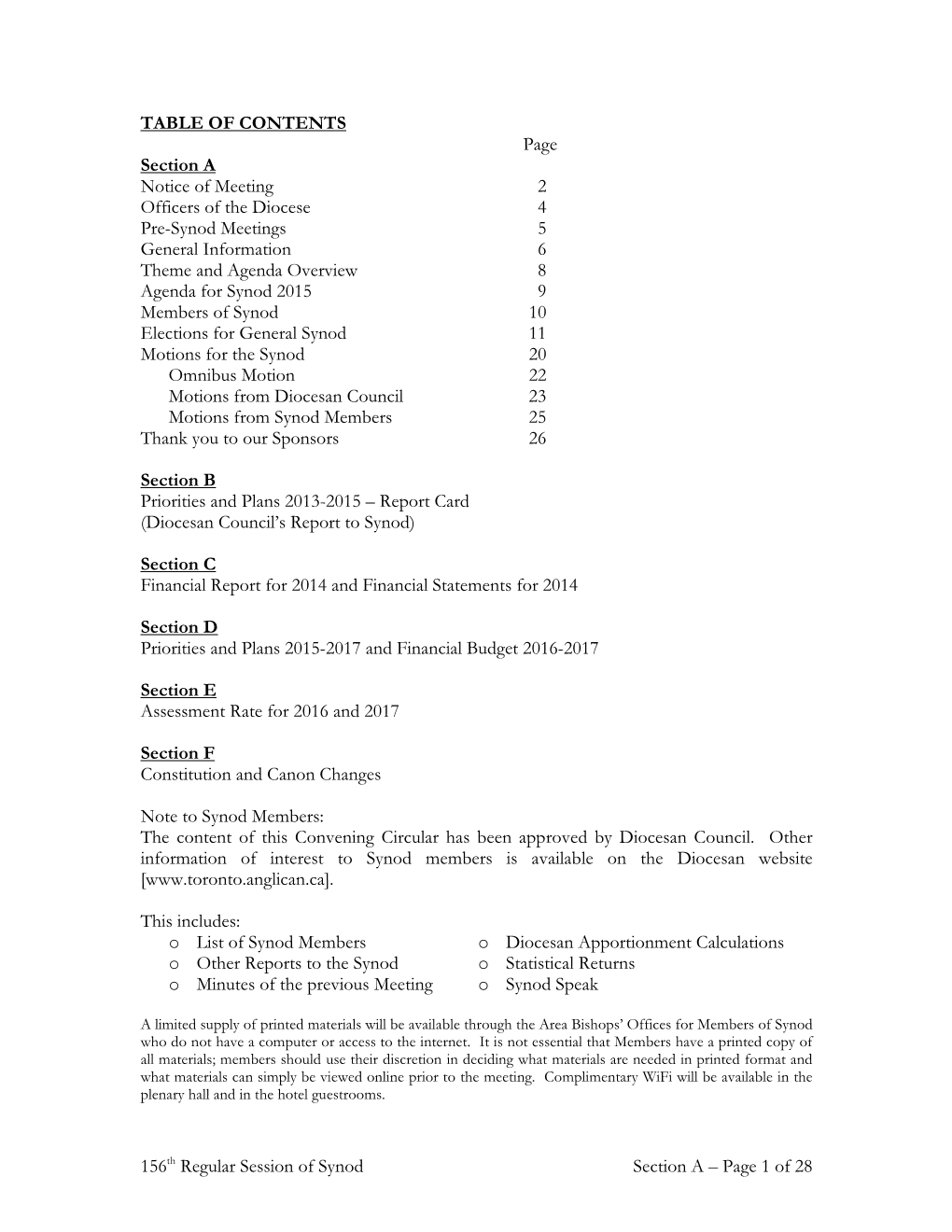 Convening Circular Has Been Approved by Diocesan Council