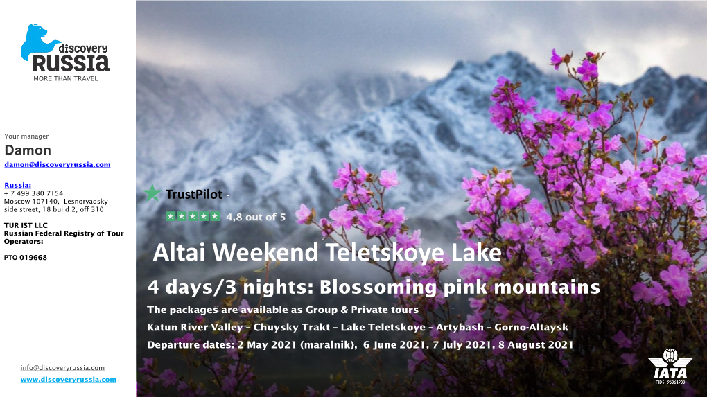 Altai Weekend Teletskoye Lake