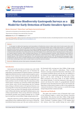 Marine Biodiversity Gastropods Surveys As a Model for Early Detection of Exotic-Invaders Species