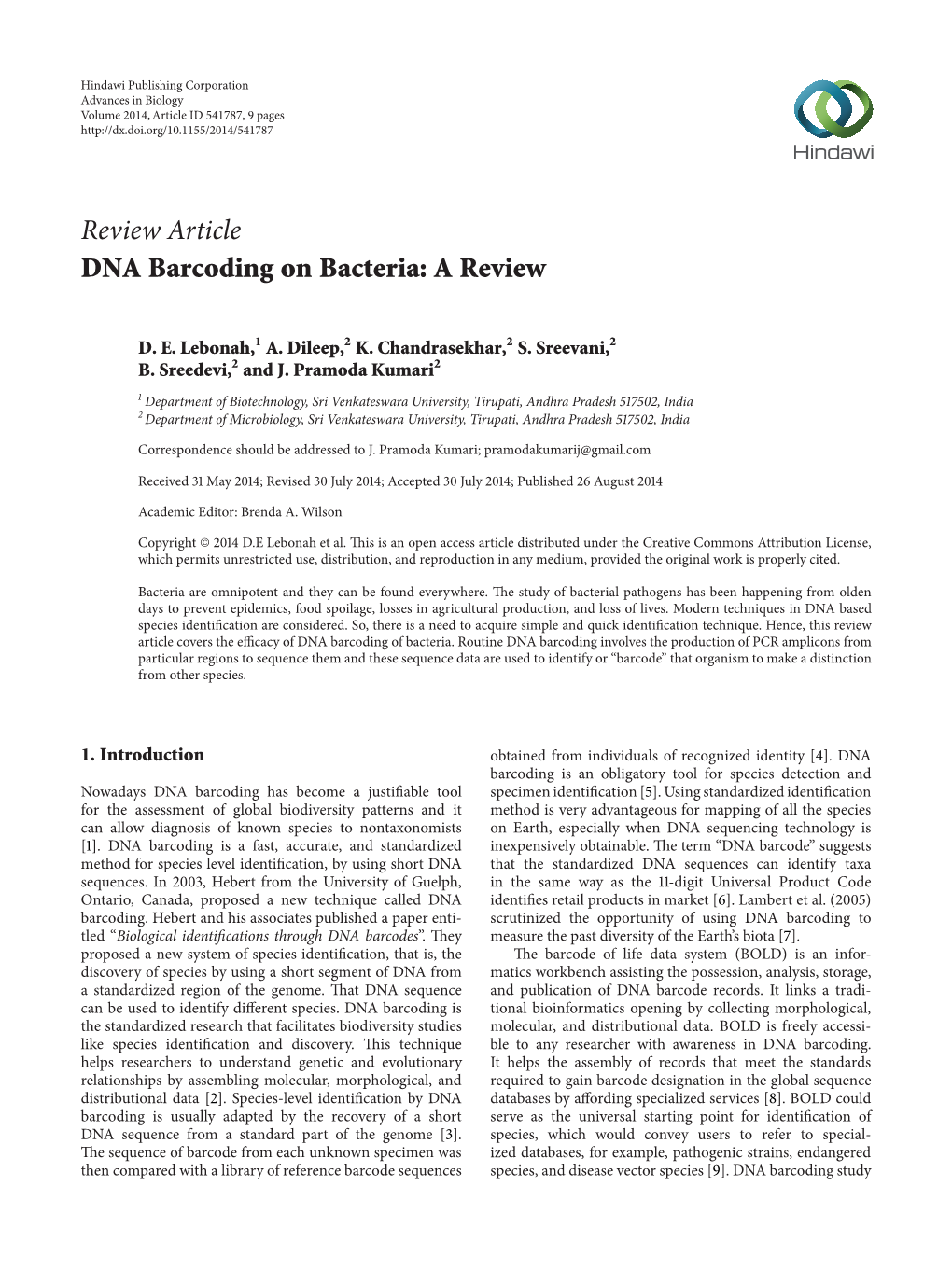 DNA Barcoding on Bacteria: a Review