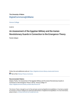 An Assessment of the Egyptian Military and the Iranian Revolutionary Guards in Connection to the Emergence Theory