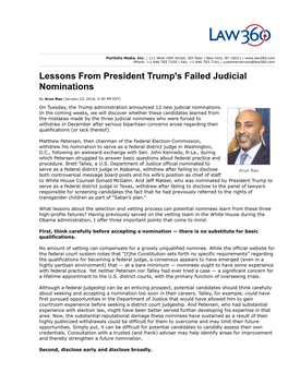 Lessons from President Trump's Failed Judicial Nominations