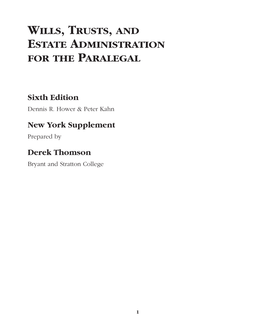 Wills, Trusts, and Estate Administration for the Paralegal