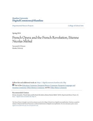French Opera and the French Revolution, Etienne Nicolas Mehul Savannah J