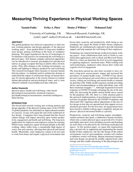 Measuring Thriving Experience in Physical Working Spaces