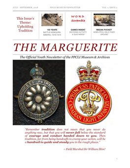 THE MARGUERITE the Official Youth Newsletter of the PPCLI Museum & Archives