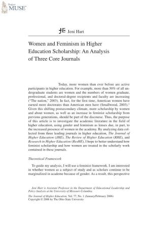 Women and Feminism in Higher Education Scholarship: an Analysis of Three Core Journals
