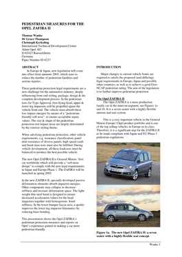 Pedestrian Measures for the Opel Zafira Ii