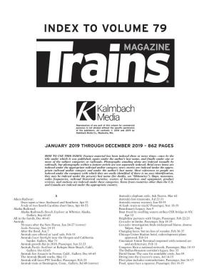Trains 2019 Index